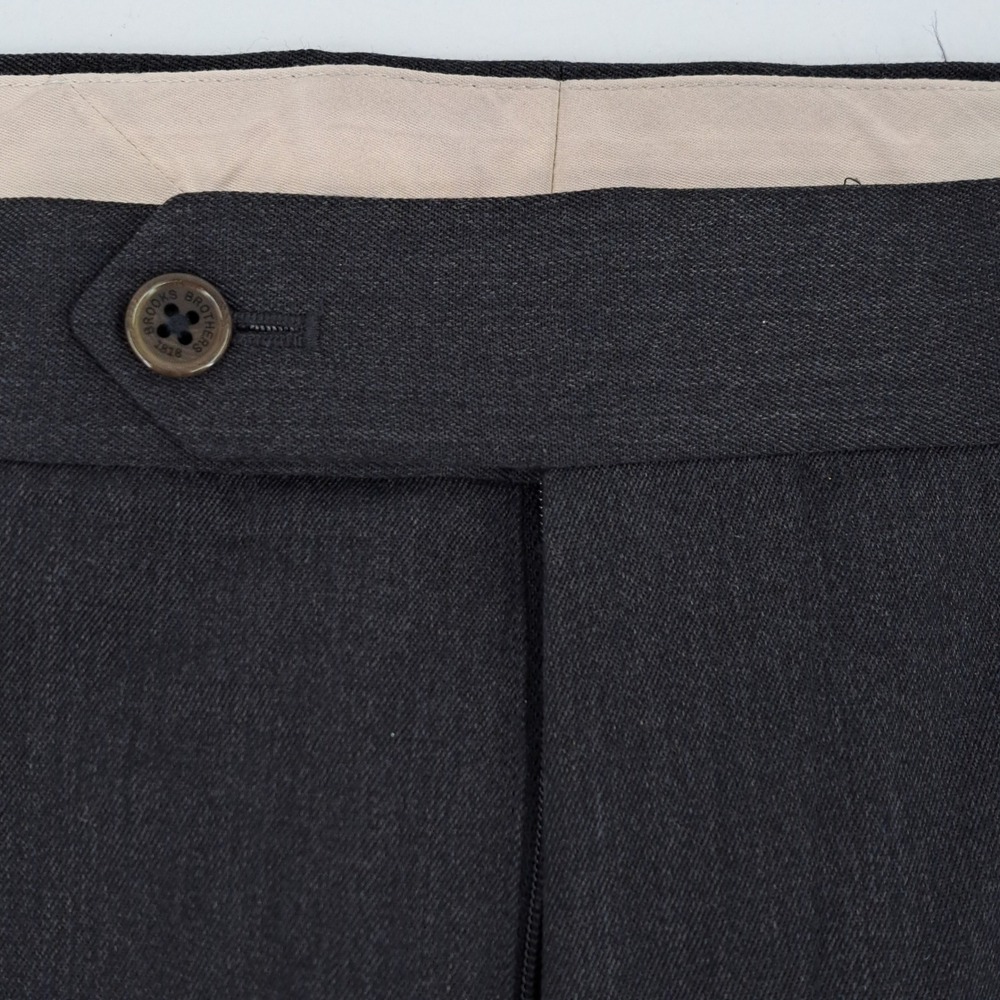 Brooks Brothers Madison Dress Pants Mens 37x32 Wool Charcoal Gray Flat Front - Picture 3 of 12